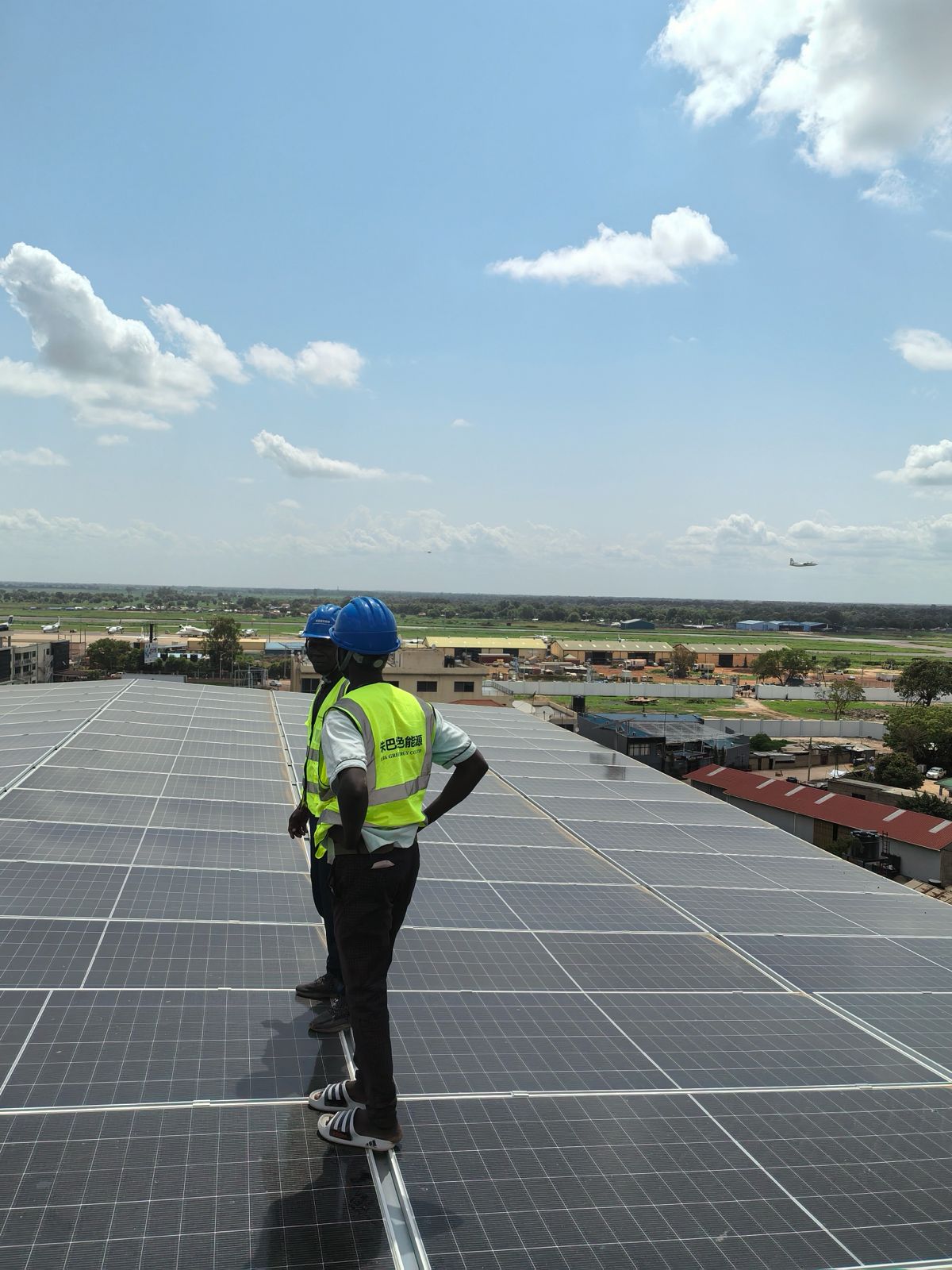 Field engineers inspecting solar infrastructure